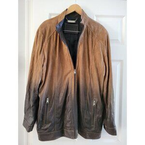 Maceoo Mens Brown Lamb leather Degrade Jacket Plus size 3X designer Outdoor